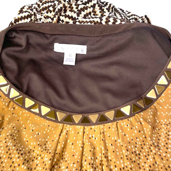 London Times Womens Size 10 Dress Blouson Geometric Slouch Waist Geometric Print - Picture 4 of 9